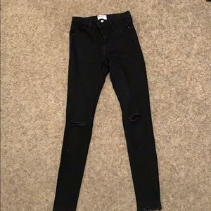 Black high rise sculpted skinny jeans